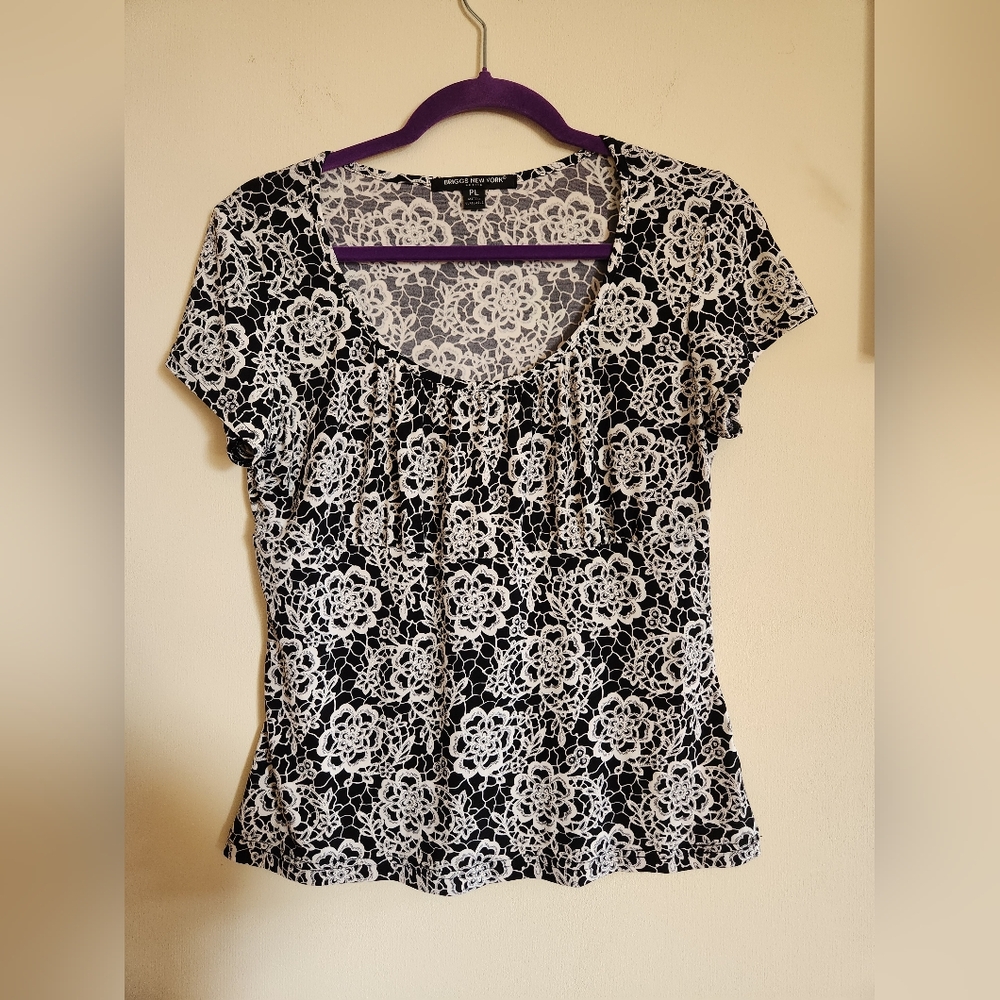 Briggs NEW YORK Petite Womens Floral Blouse Top Petite Large